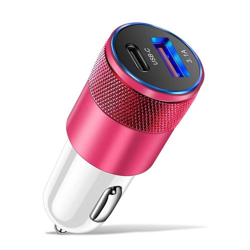 3.1A USD+PD Small Steel Cannon Metal Aluminum Alloy Charge USB-C+USB Car Charger_autovado.com