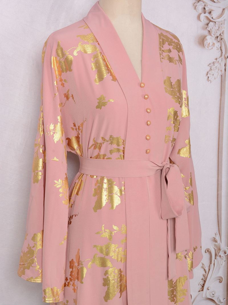 Women's Clothing Middle Eastern Muslim women's fashion new style gold stamped evening dress Arabic dress Kaftan robe_autovado.com