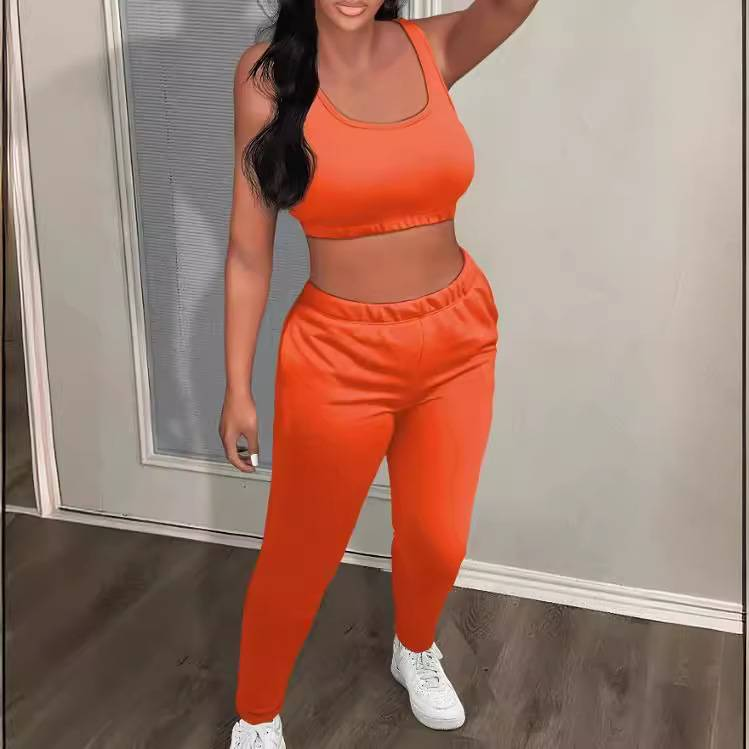 Women's Clothing fashion sleeveless vest slim hip suit tube top backless casual two piece suit_autovado.com