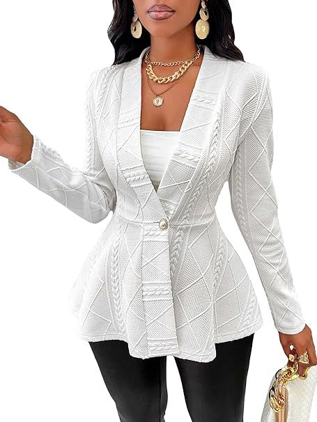 Women's Clothing new casual texture single button green fruit collar long sleeved top jacket_autovado.com