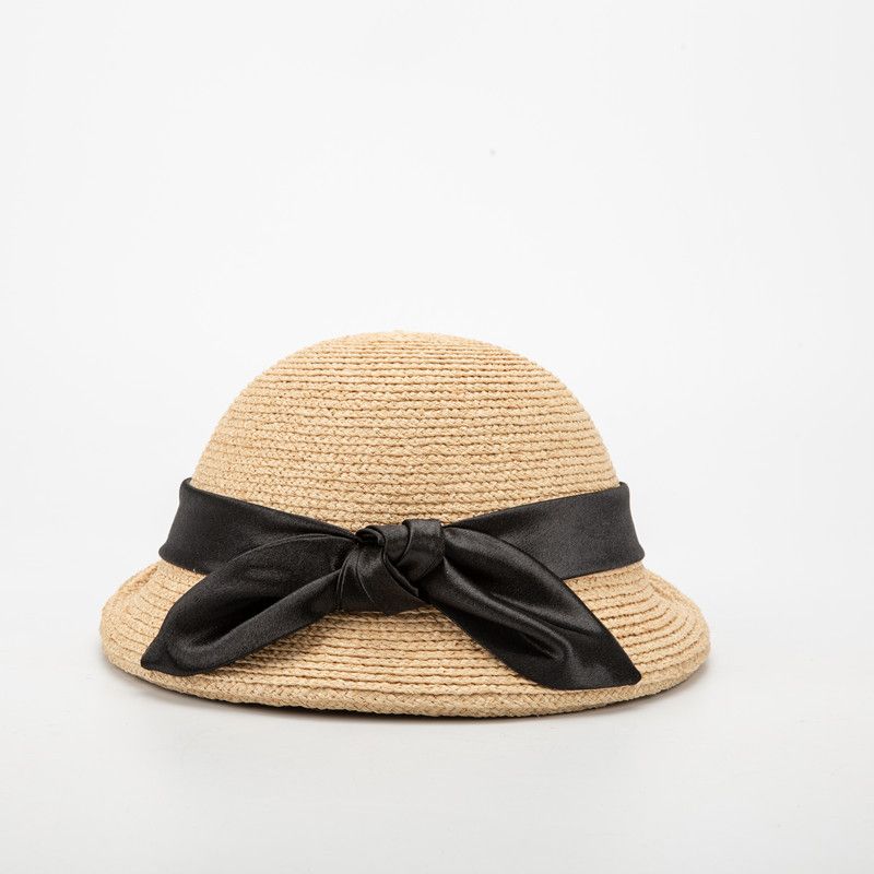 Hot Sale Women Raffia Straw Hats Ribbon Bow Blower Ladies Summer Fedora Outdoor Sun wedding Party Hat_autovado.com