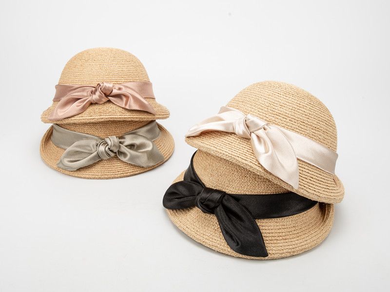 Hot Sale Women Raffia Straw Hats Ribbon Bow Blower Ladies Summer Fedora Outdoor Sun wedding Party Hat_autovado.com