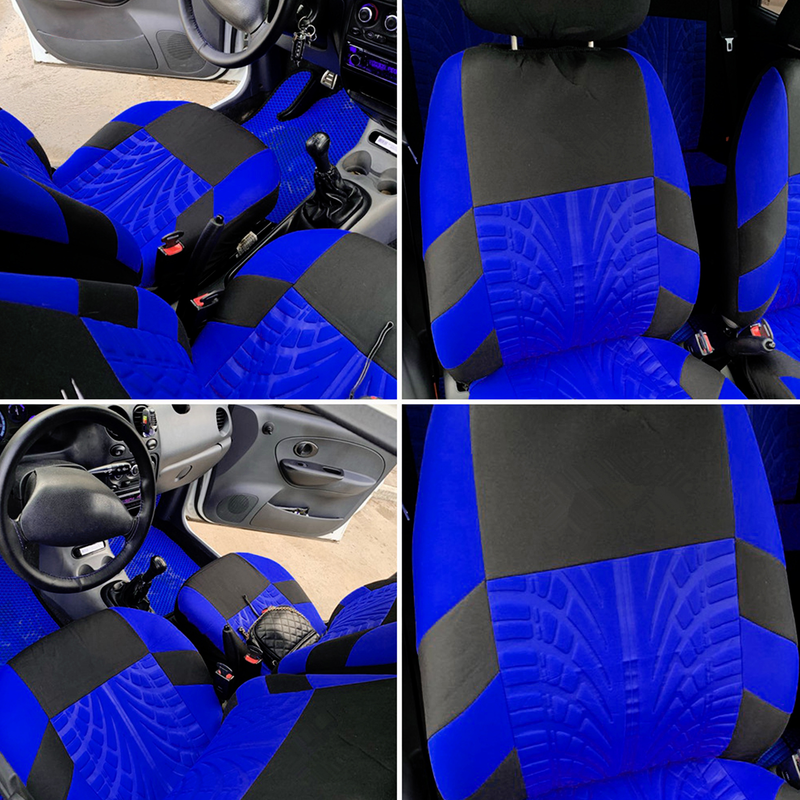 Fuzhongfu 9Pcs Car Seat Covers Set Comfortable Seating Polyester Front Rear Universal Fit Car Seat Covers Full Set for Automobile SUV Minivan_autovado.com