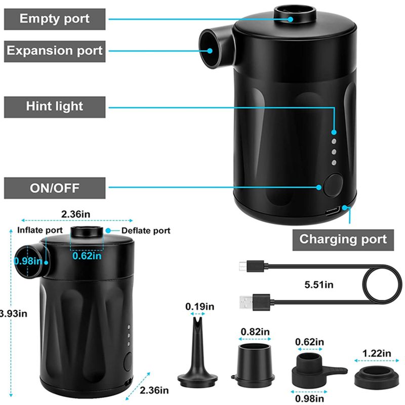 Inflatable Pump Portable Battery Pump Outdoor Wireless Swimming Pool Inflatable Boat Inflatable Bed Vacuum Compression Bag Air Pump_autovado.com