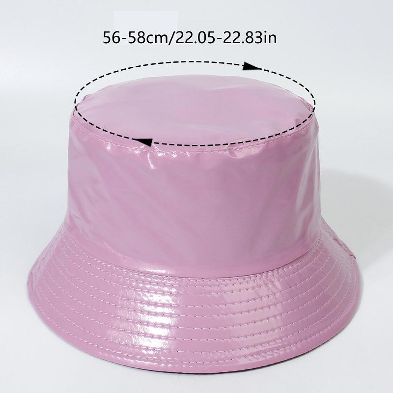 Hot Sale Fashion Shiny Hip-Hop Bucket for Women Men PU Leather Waterproof Panama Summer Fisherman Bob Sun Hat Fishing Cap_autovado.com