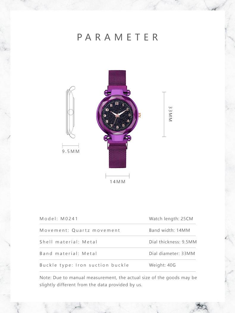 fashion magnet digital Starry Sky women's watch women's red lazy watch_autovado.com