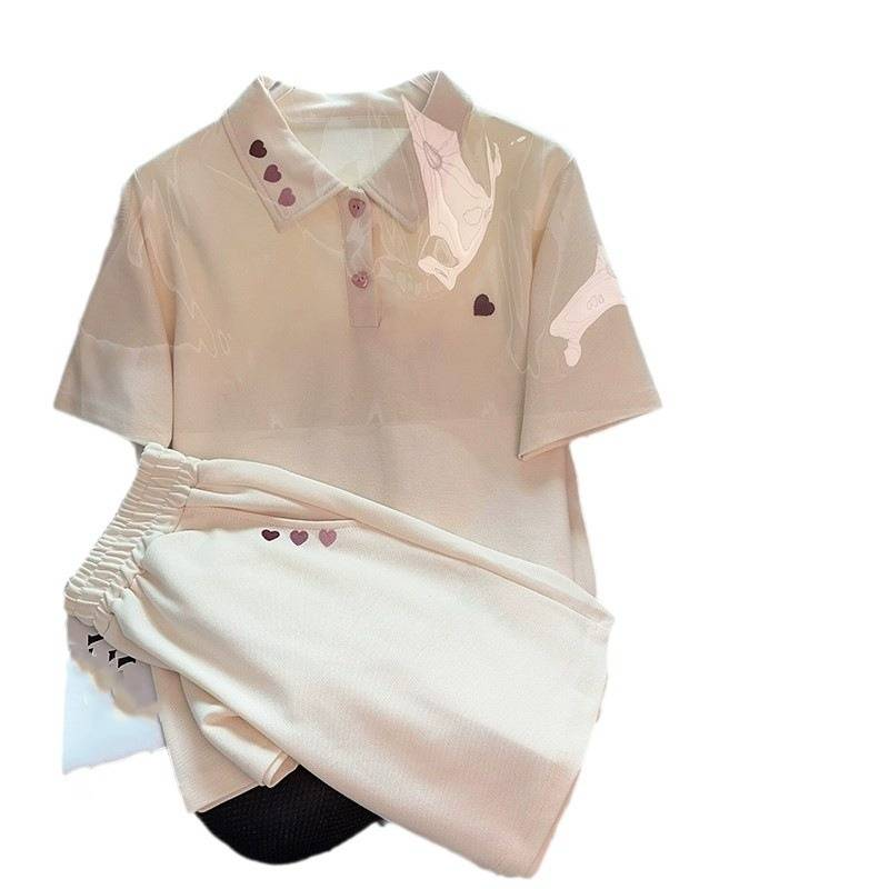 Women's Clothing College style love pattern sports suit_autovado.com