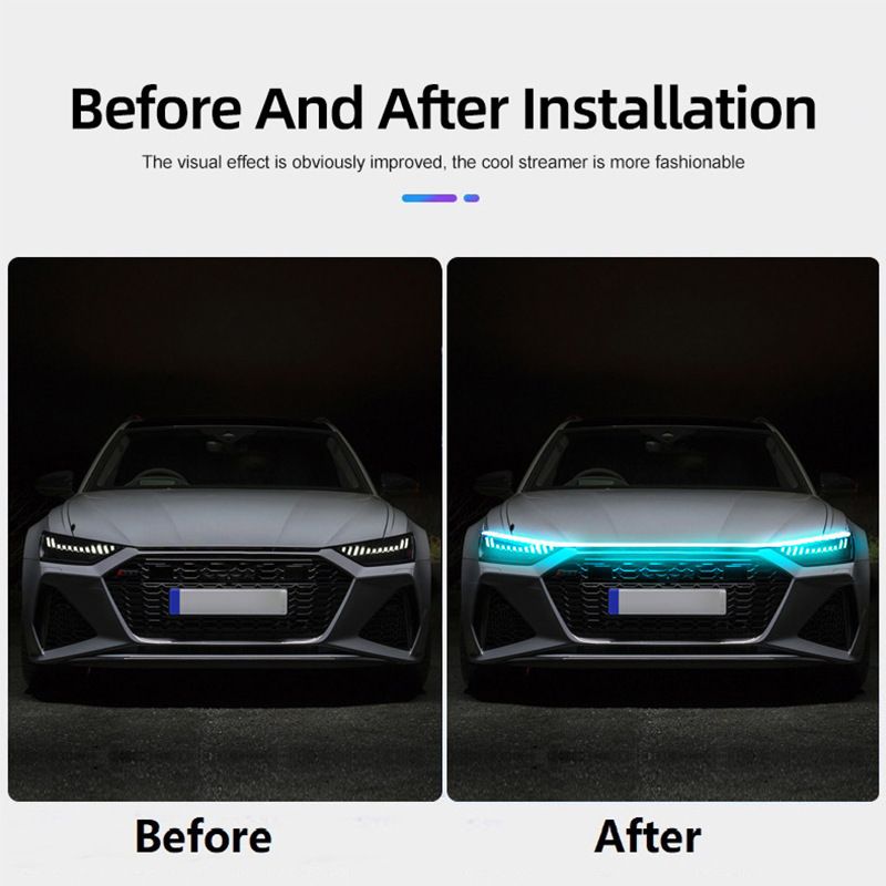 12V Start Scan Lighting Daytime Running Hood Strip Waterproof Car DIY Neon Through Light_autovado.com