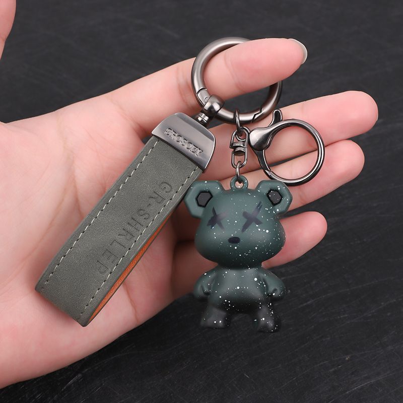 Chameleon Bear Keychain Flip Fur Car Keychain Female Cartoon Bear Creative Couple Exquisite Bag Pendant_autovado.com