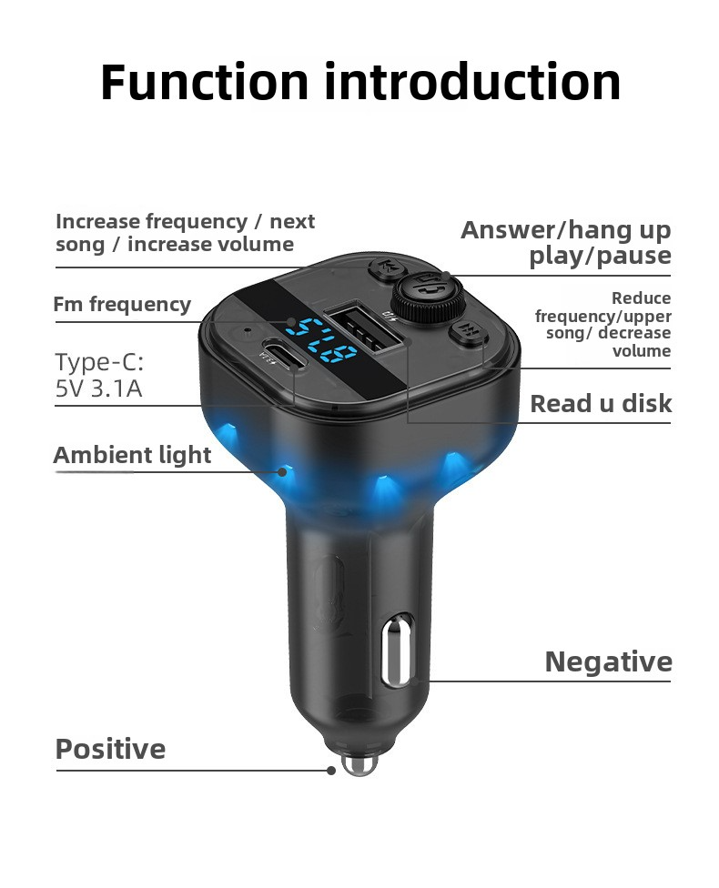 Car Bluetooth Player, MP3 Player With Charger, FM Transmitter, Car Charger_autovado.com