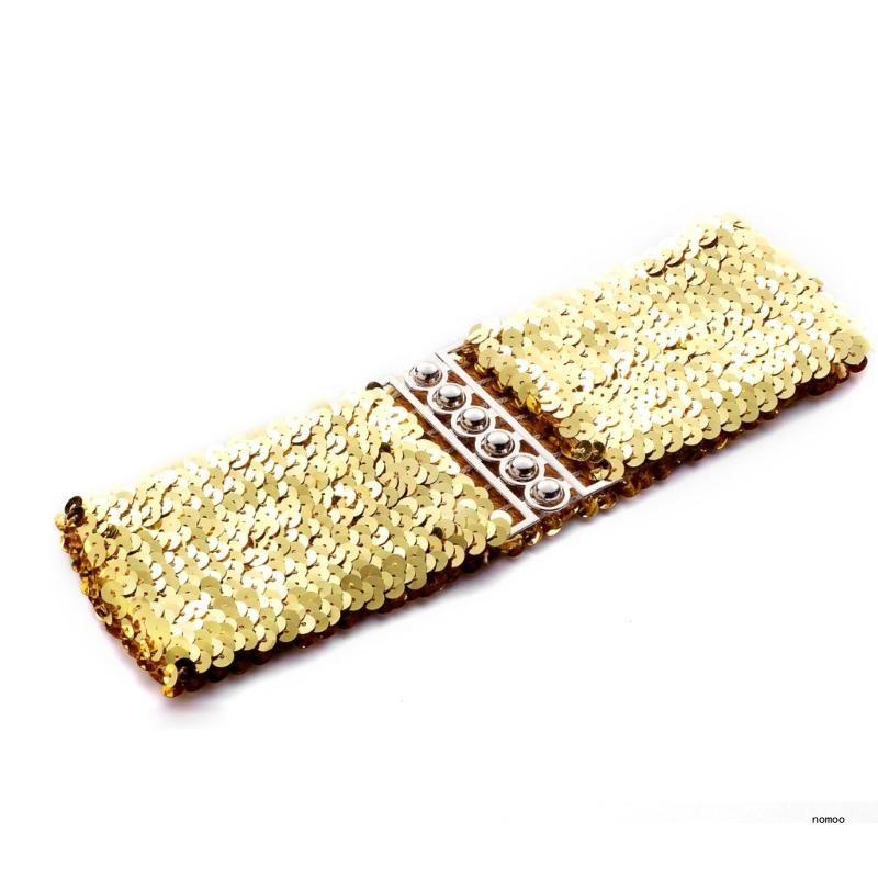 HOT Cowboy Bling Full Sequins Elastic Eye-Catching Belt for Adult_autovado.com