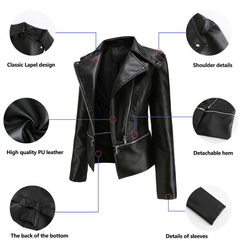 Women's Clothing Leather Jacket With Detachable Hem Fashion Casual Jacket_autovado.com