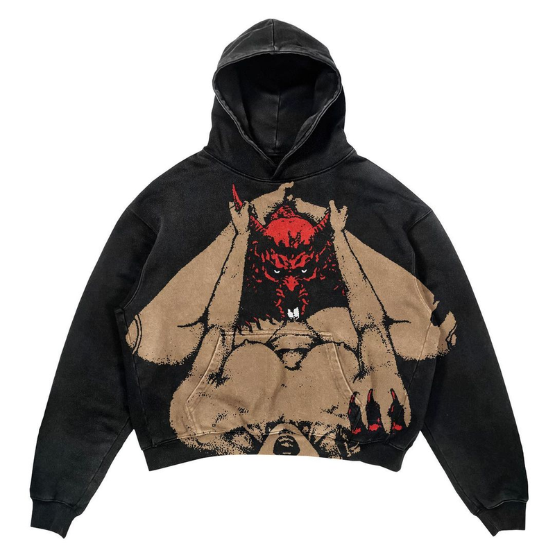 Ins Custommade Demon Print Hoodies Women Streetwear Oversized Hoodie Vintage Couples Sweatshirt Goth Haruku Jacket Y2k_autovado.com