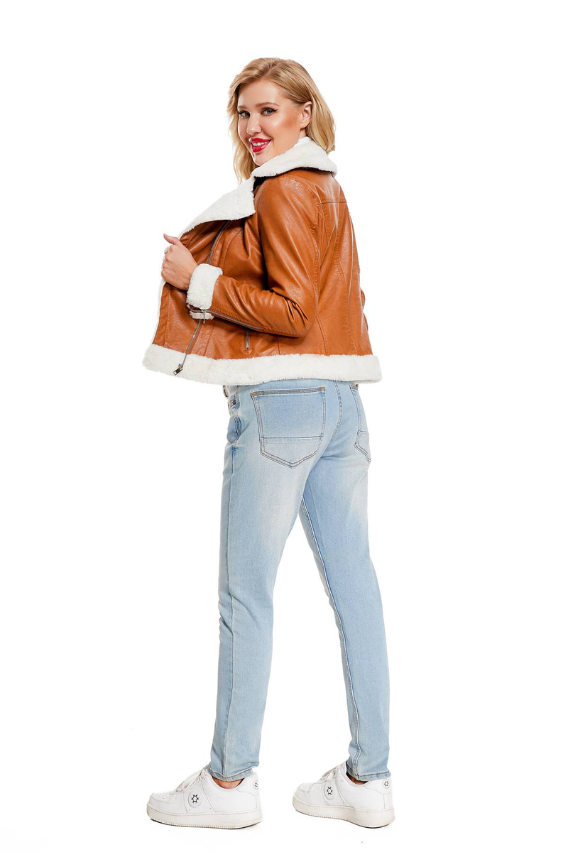 New Suede women's long-sleeved warm lapel jacket European and n commuter casual jacket_autovado.com