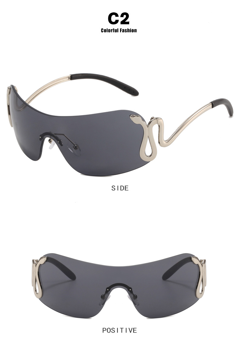 Unisex Spirit snake one-piece sunglasses Fashion personality sunglasses Fashion Y2K sunglasses_autovado.com