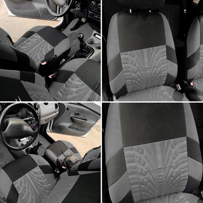 Fuzhongfu 9Pcs Car Seat Covers Set Comfortable Seating Polyester Front Rear Universal Fit Car Seat Covers Full Set for Automobile SUV Minivan_autovado.com