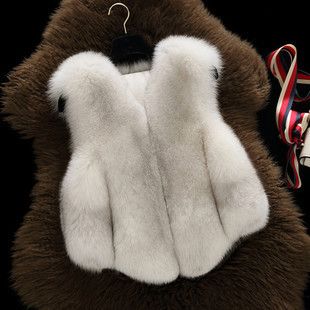Women's Clothing Fox Fur Vest Women's Winter Vest Ladies Stitching Vest Short Fur Coat_autovado.com