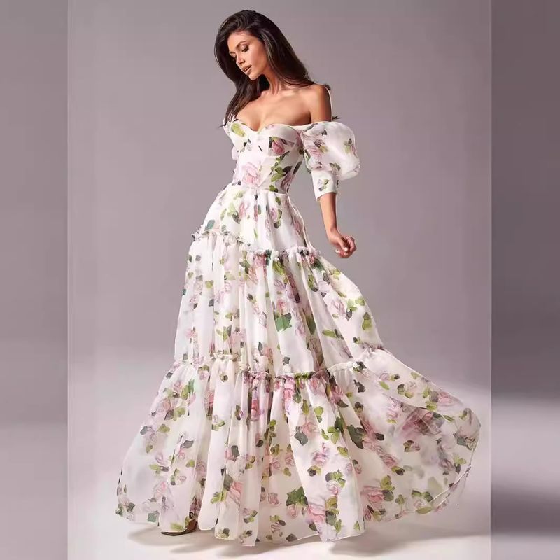 Women's Clothing fashionable organza fairy like long temperament evening dress _autovado.com
