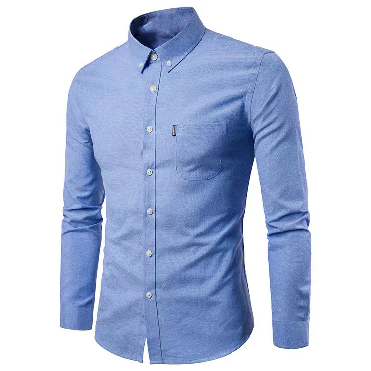 Men's long sleeve shirt Men's shirt Korean version of non-ironing slim solid color young casual men's wear_autovado.com