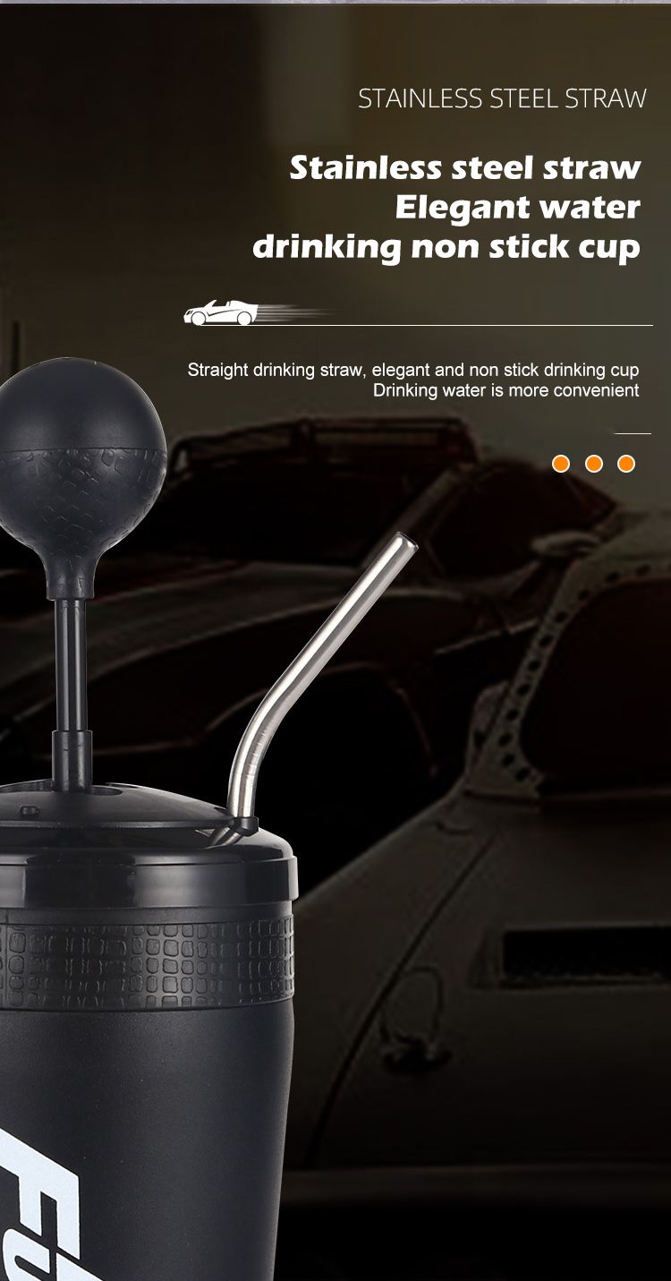 Car Cup Holder Bottle - 500ml With Straw_autovado.com