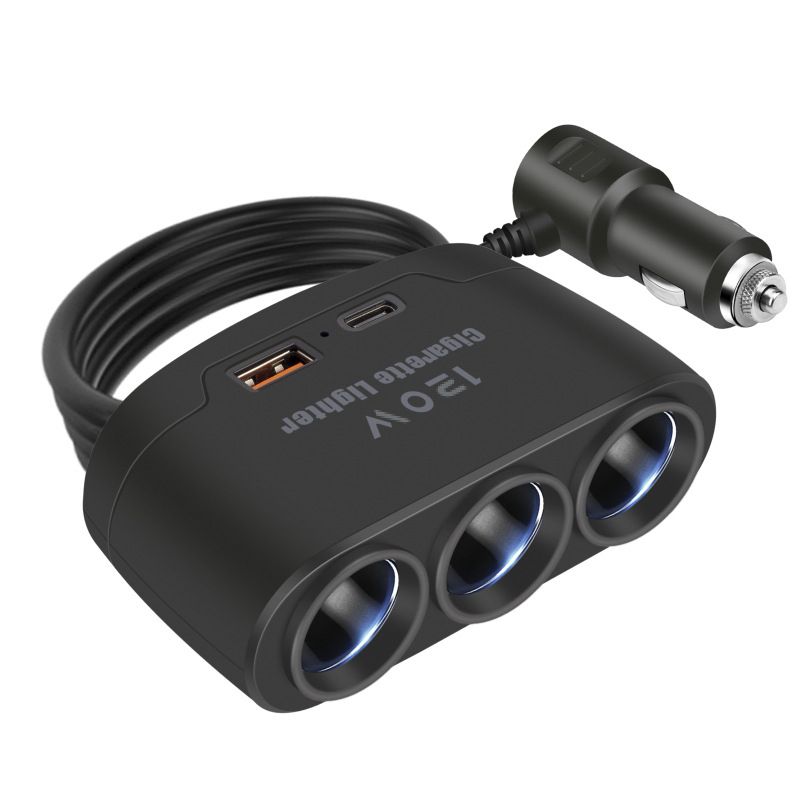 Multi Functional Charger, Car Cigarette Lighter, One To Three With USB+PD Fast Charging Interface, 12V24V Universal_autovado.com