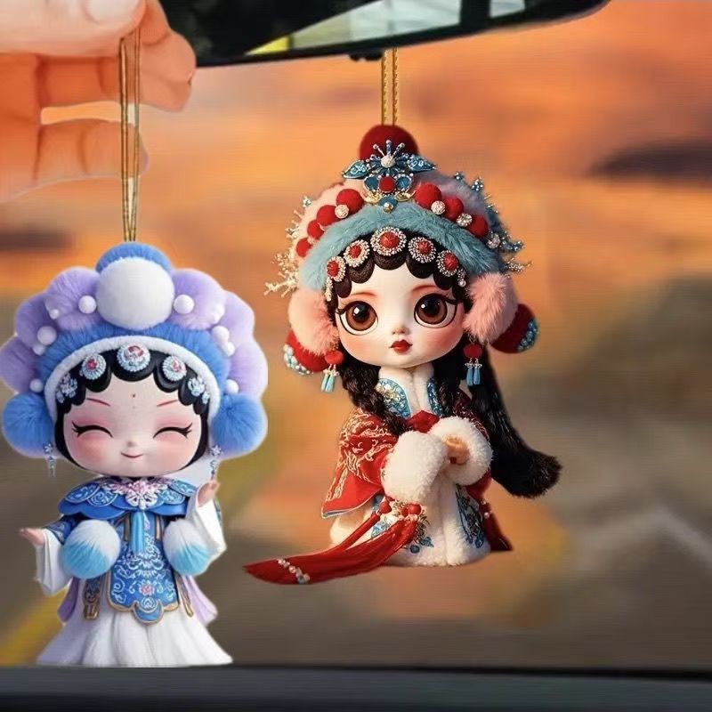 Hua Dan Chinese Style Peking Acrylic Opera Character Hanging Decoration Drama Keychain National Trend Bag Pendant_autovado.com