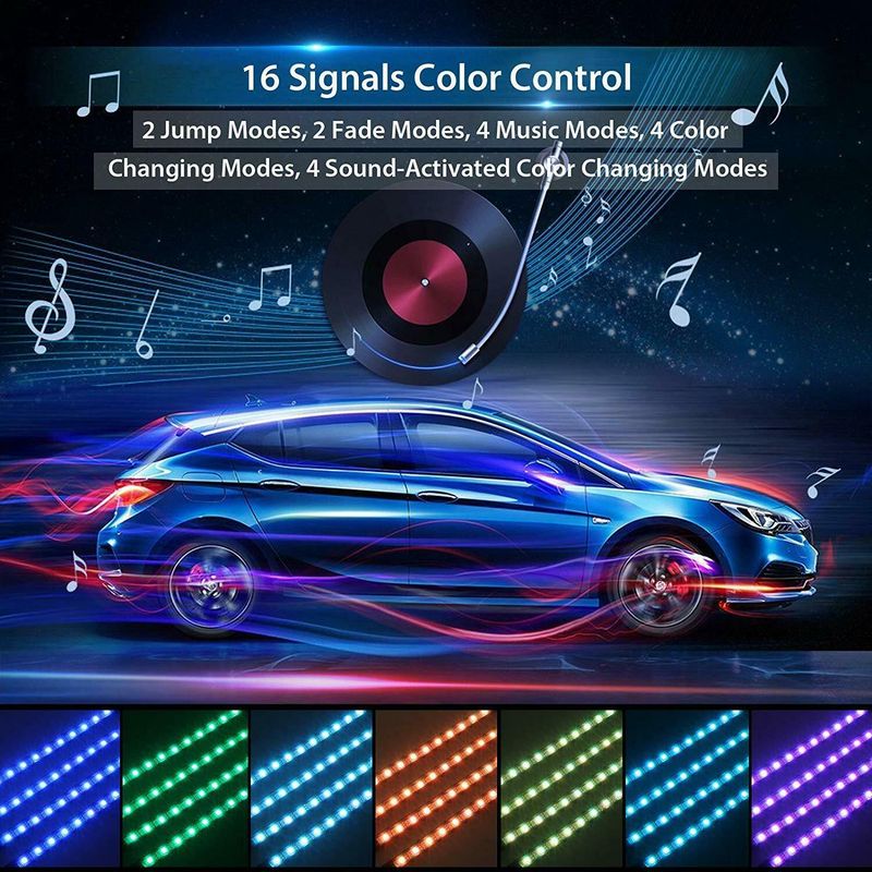 Car LED 12 Lights Colorful Sound Drag Four 48SMD Music With Remote Control USB Foot Atmosphere Light RGB_autovado.com
