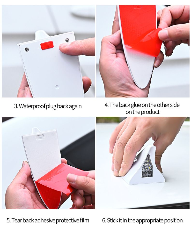Solar Shark Fin Antenna Universal Car Roof Modification Anti-Collision Flashing Warning Decorative Light_autovado.com
