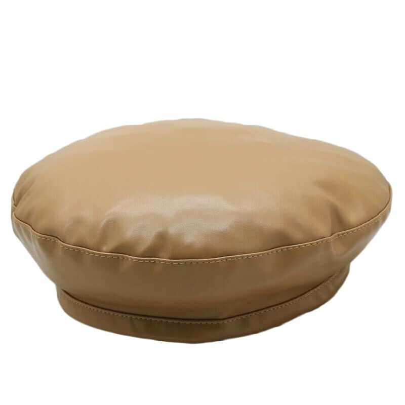 Hot Sale Vintage Women Solid PU Leather Beret French Artist Warm Beanie High Fashion Winter Ski Cap Lady All-Match Hat_autovado.com