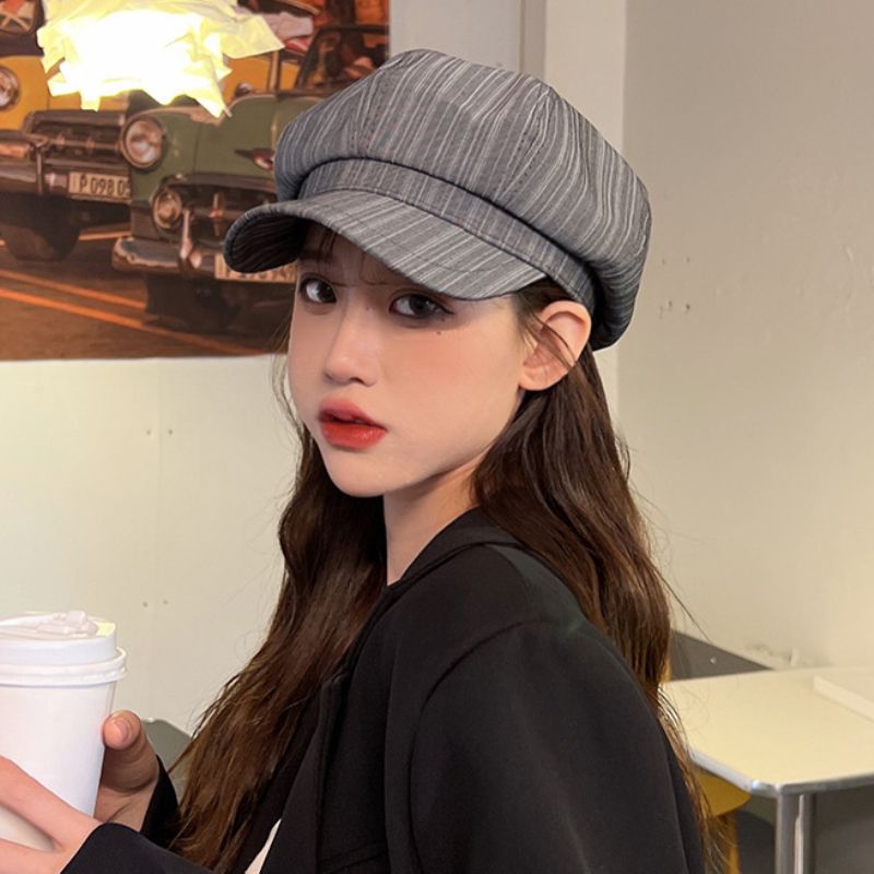 Hot Sale HT4026 Spring Autumn 2024 New Fashion Octagonal Cap Female Vintage Beret Hat Ladies Retro Berets for Women_autovado.com