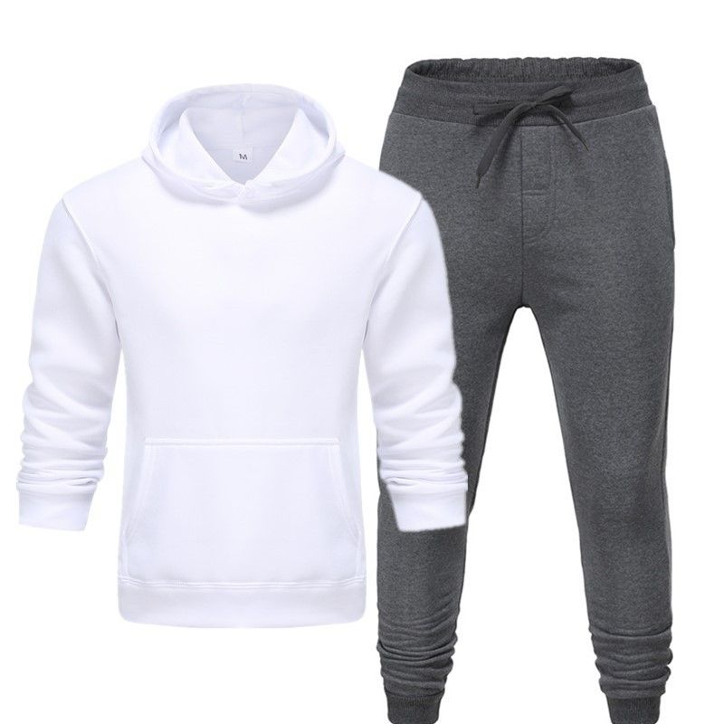 Men's Clothing men's casual sports fitness solid color sweatshirt suit hooded sweatshirt_autovado.com