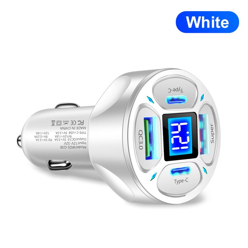 66W 2USB+2Type-c digital display car charger supports super fast charging car charger fast charging car charger_autovado.com
