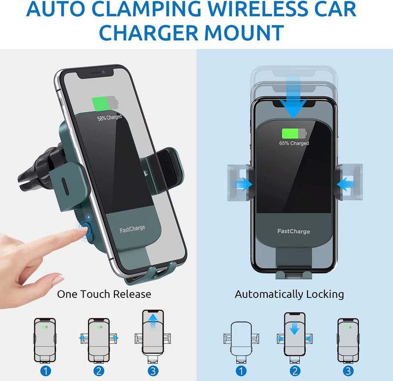 Car Wireless Charger 15W Fast Charging Automatic Clamping Car Charger Phone Holder Windshield_autovado.com