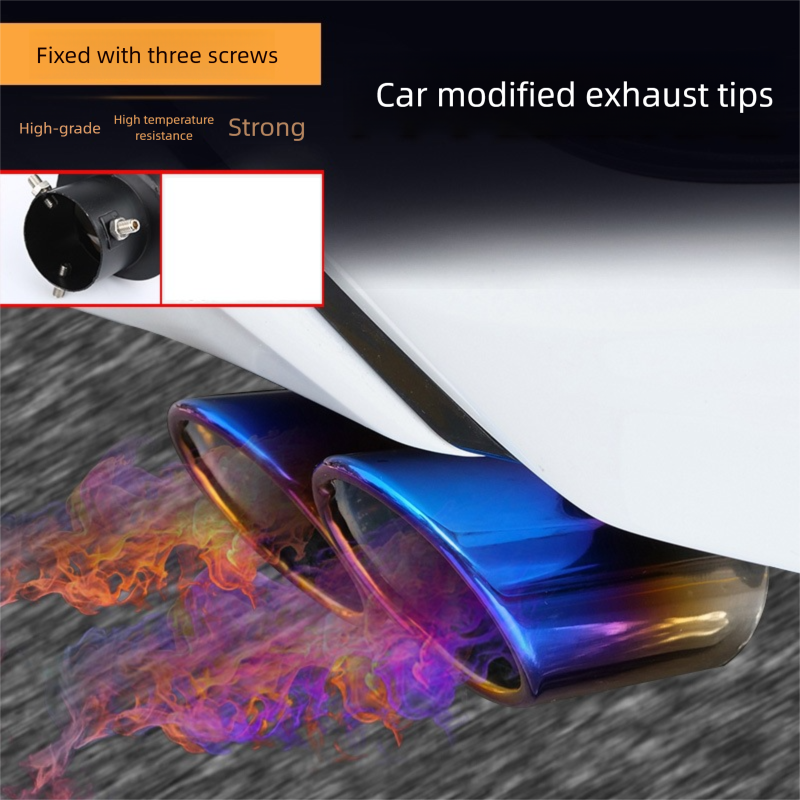 Stainless Steel Muffler Gas Cover Decoration Single Car Exhaust Pipe Universal Tail Throat_autovado.com
