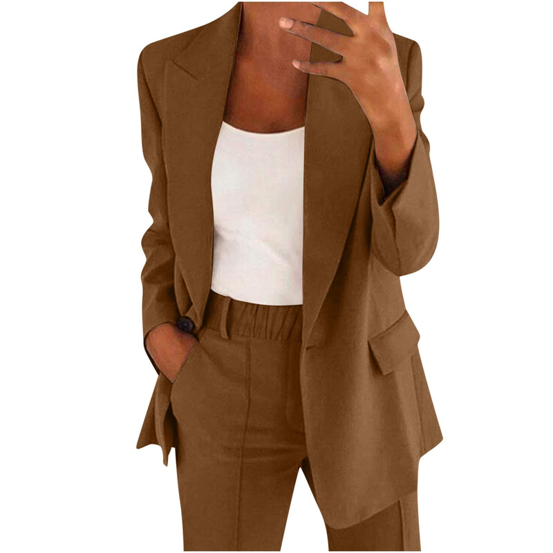 Women's new fashion button slim lapel cardigan temperament blazer suit_autovado.com