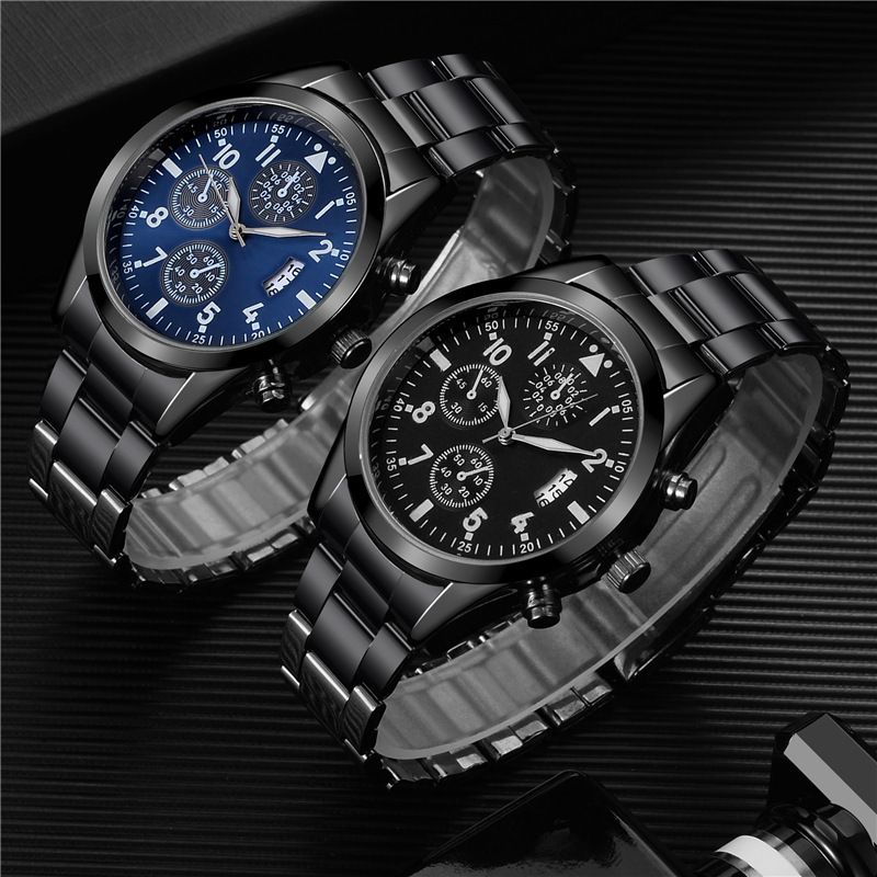 Steel band luminous calendar men's business fashion watches multi-functional sports watches men's_autovado.com