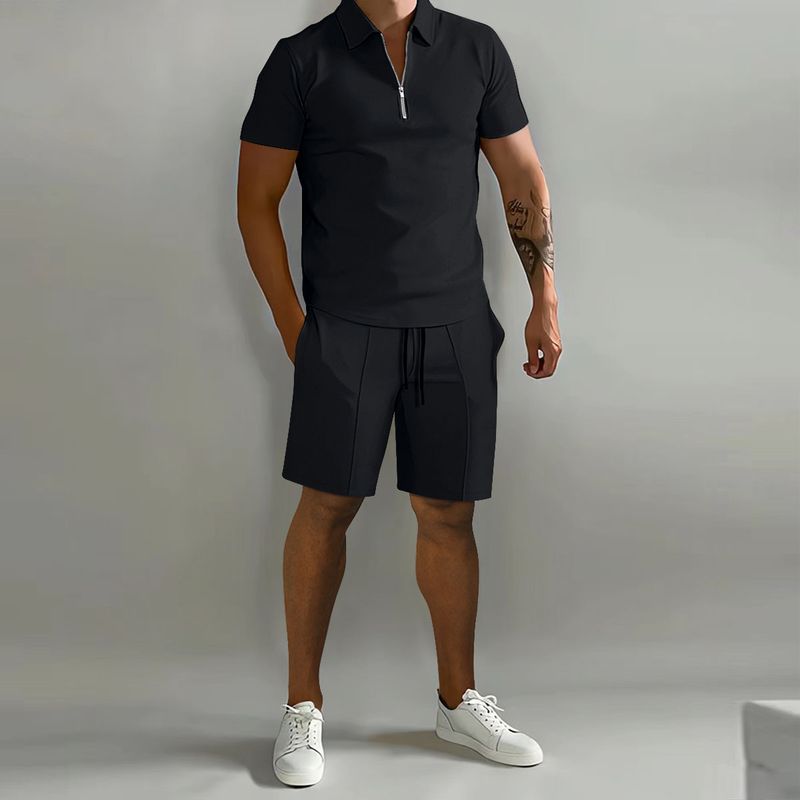 Men's Polo Casual Loose Short Sleeve Shorts Tracksuit_autovado.com