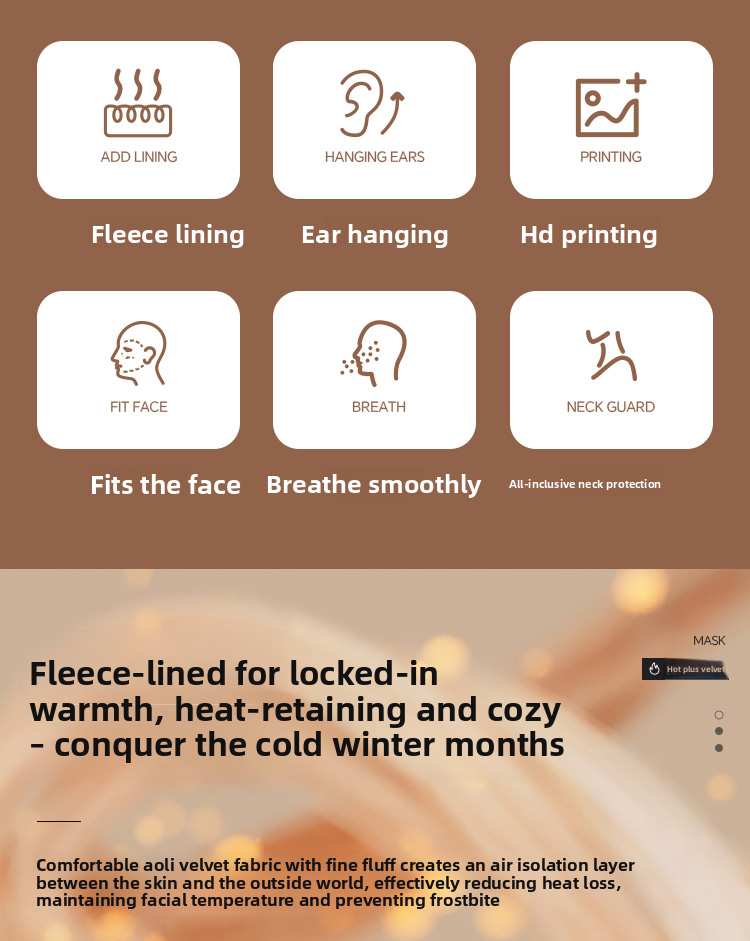 Winter Motorcycle Fleece-Lined Riding Mask Outdoor Bicycle Mountaineering Cold-Proof Ear-Hanging Triangle Scarf_autovado.com