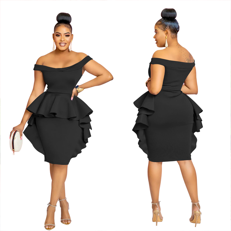 Women's solid color sleeveless ruffle skirt dress for women_autovado.com