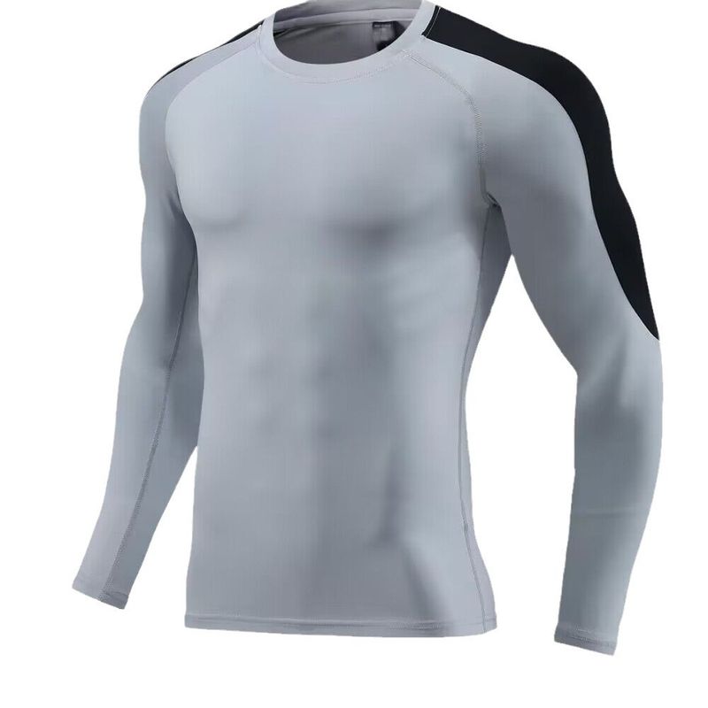Men's Clothing Tights Long-Sleeved T-Shirt High Elastic Quick-Drying Breathable Sports Running Training Fitness Clothes Round Neck_autovado.com