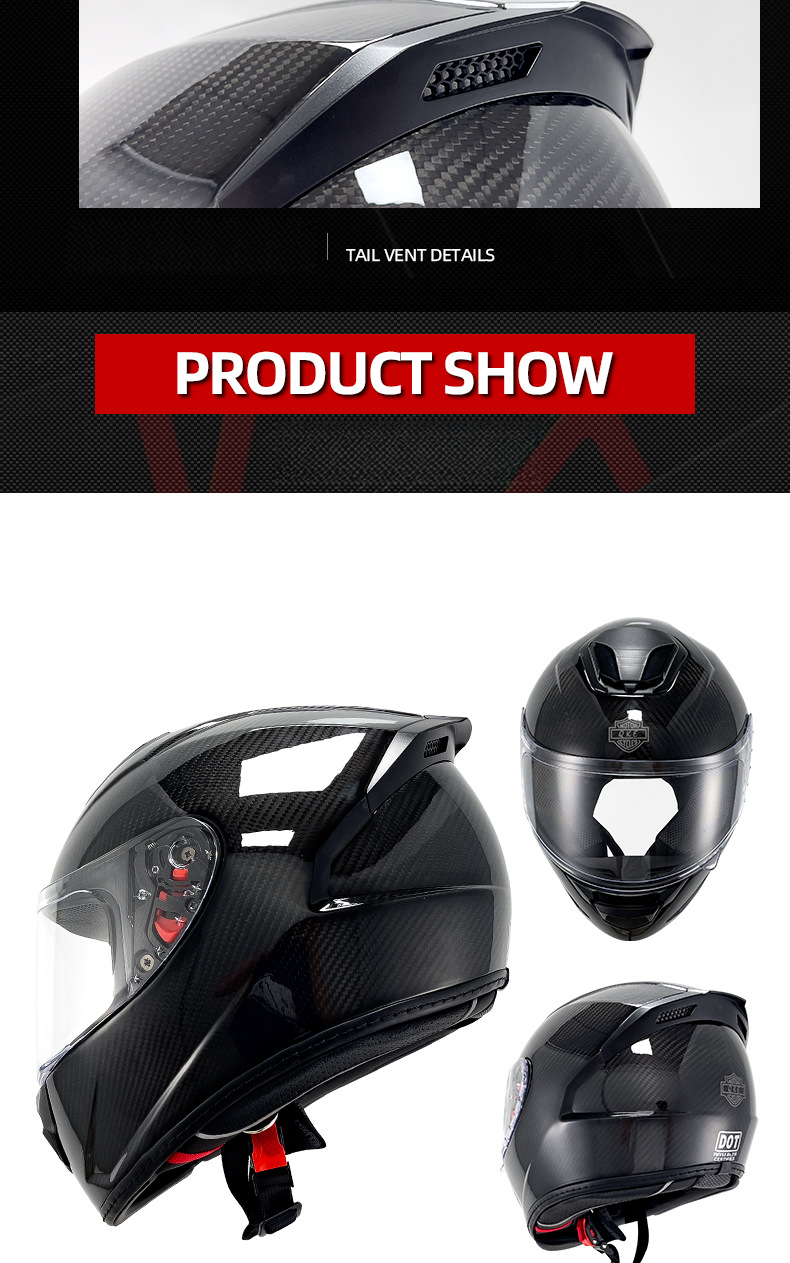 Qike Carbon Fiber Motorcycle Personalized Lightweight Coverage Four Seasons Universal Ultra Light Men's Full Helmet_autovado.com