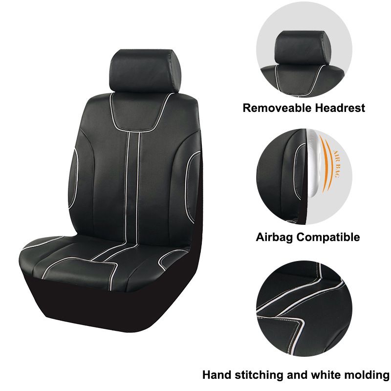 The new car seat cover classic black PVC inlay line design sense personality simple atmosphere_autovado.com