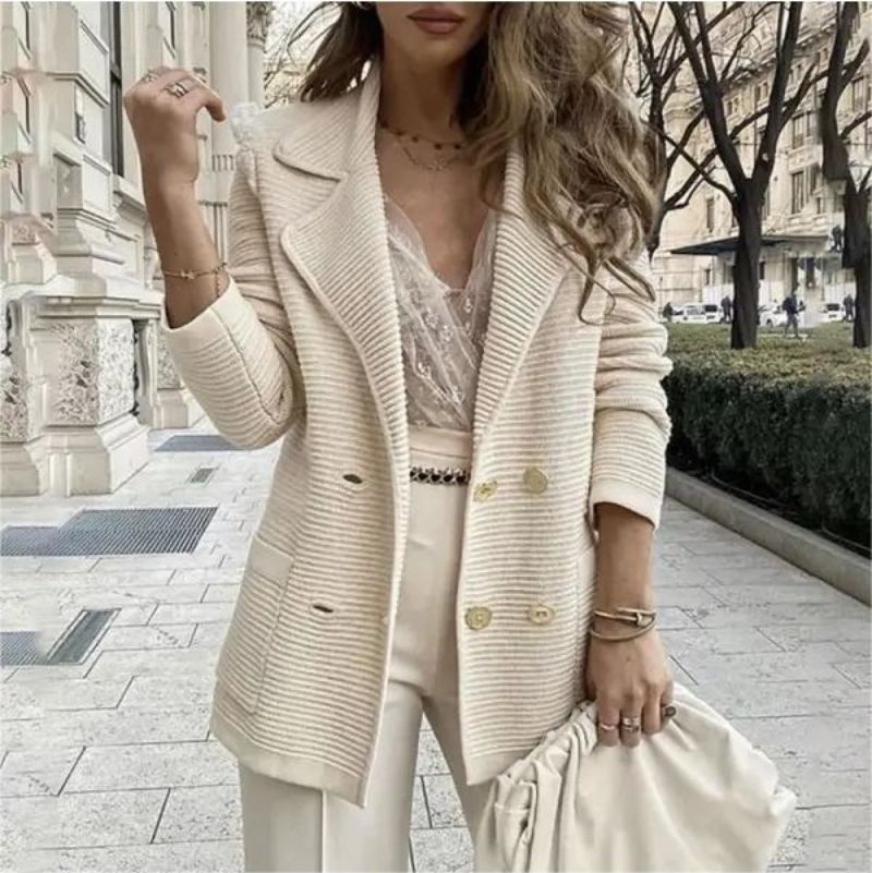Women's Clothing Short Casual Knitted Tops Long Sleeve Jacket Coat_autovado.com