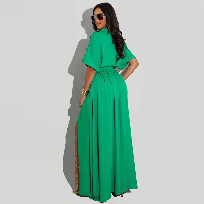 Women's fashion casual shirt with waistband, solid color, loose fitting large shirt and dress_autovado.com