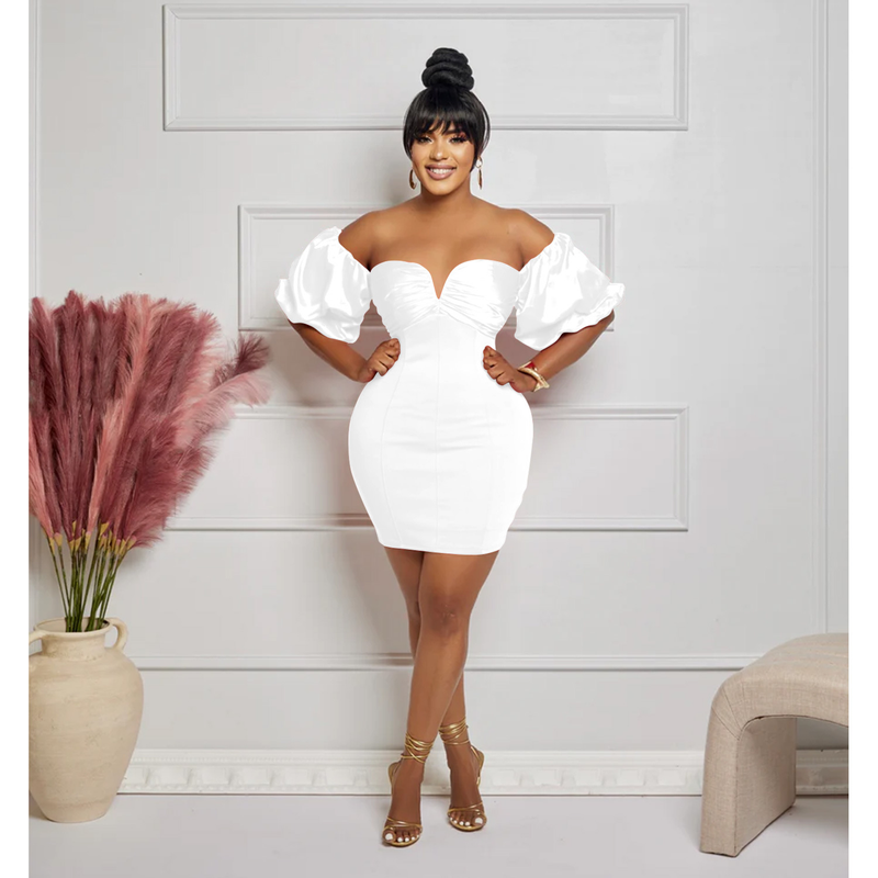 Women's Clothing fashion women's solid color short-sleeved pleated backless skirt dress_autovado.com