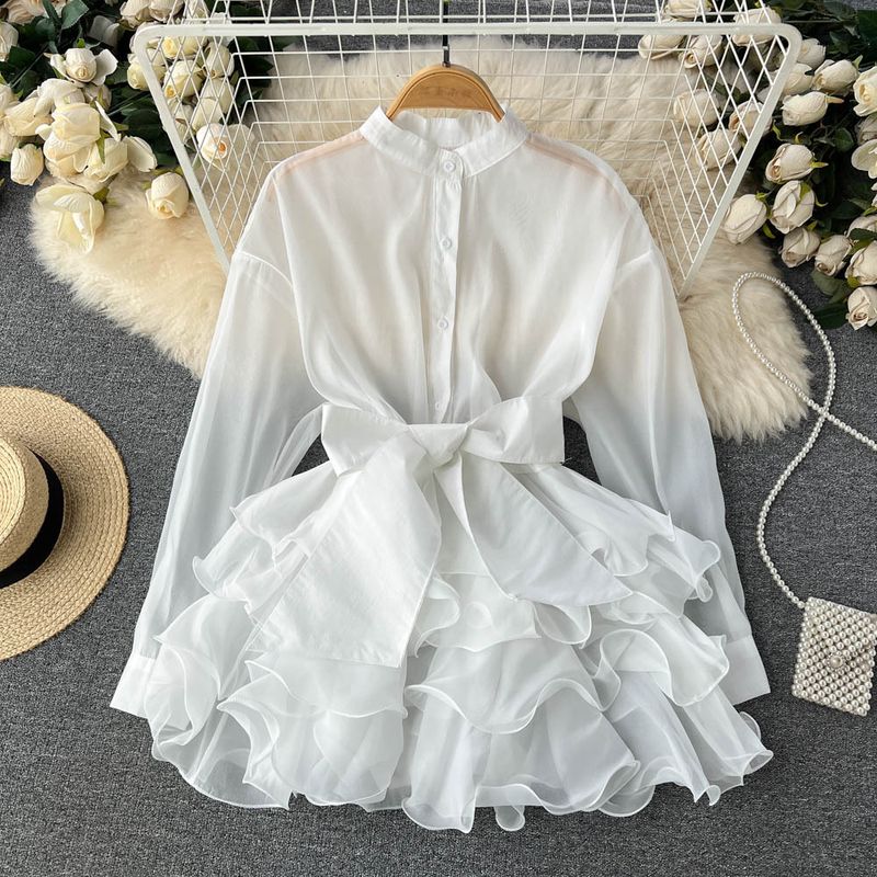 Women's clothing chic tops for women autumn new ruffled western style advanced design bow tie niche_autovado.com