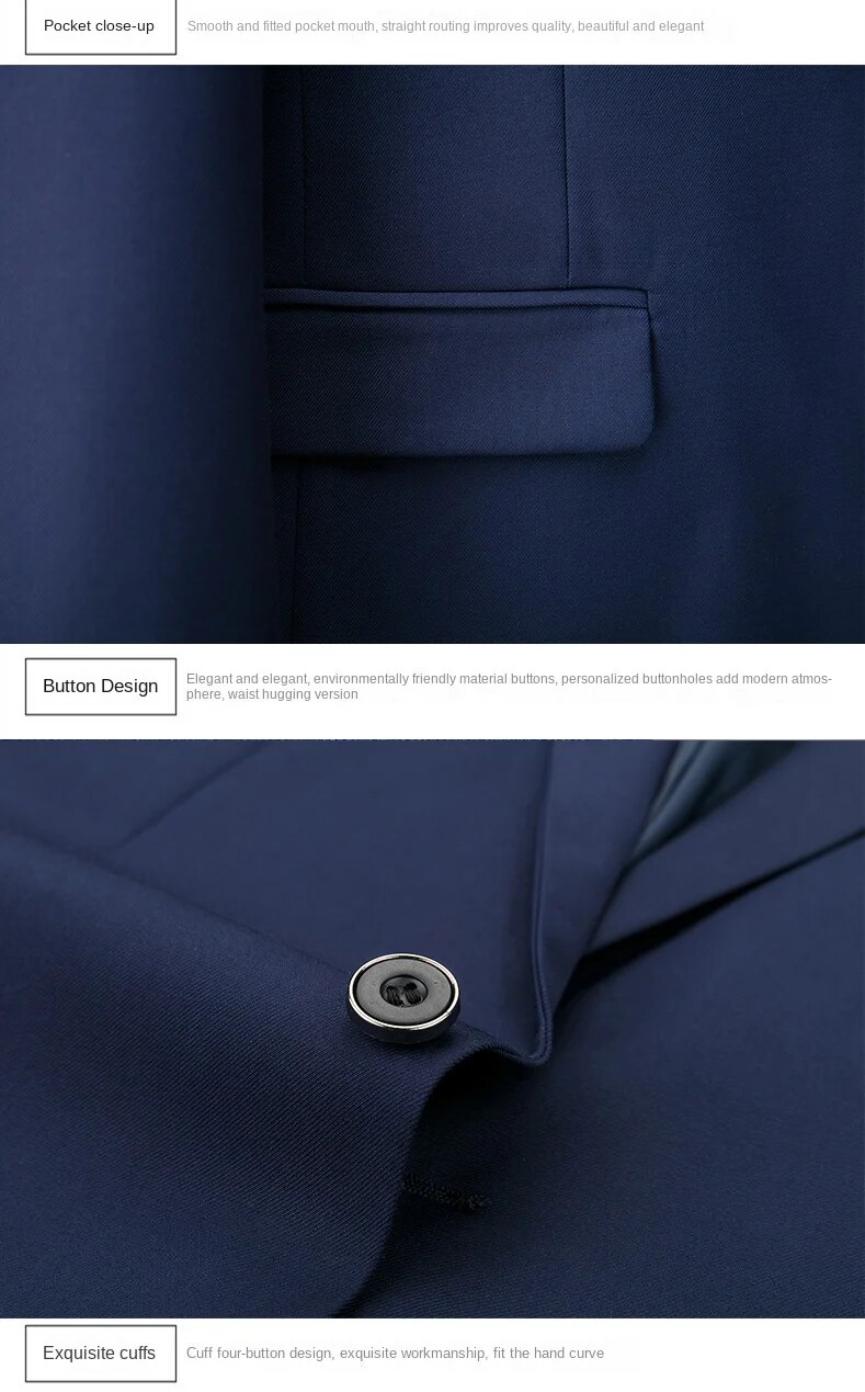 High Quality Men Suit Set Blazers Business 3 Pieces Formal Vest Pants Full Coats 2024 Wedd Elegant Jackets Free_autovado.com