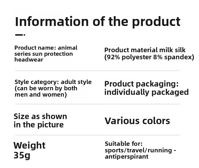 Sun Quick-Dry Motorcycle Dustproof Sunshade Breathable Face Mask Animal Series UV Protection Ice Silk Head Cover_autovado.com