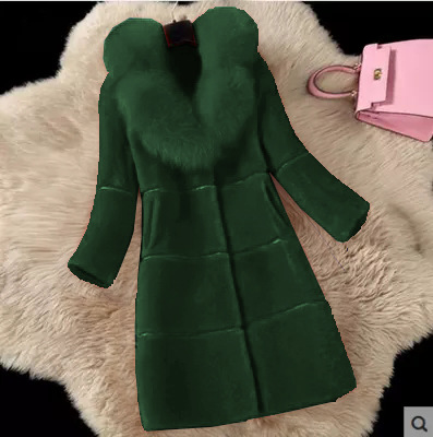 Women's Clothing Cashmere Splicing Fur One Medium Length Fox Fur Collar Coat Fur Coat_autovado.com