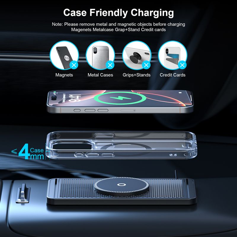 D10Mag Car Wireless Charger With Anti-Slip Mat For Magnetic Phones_autovado.com